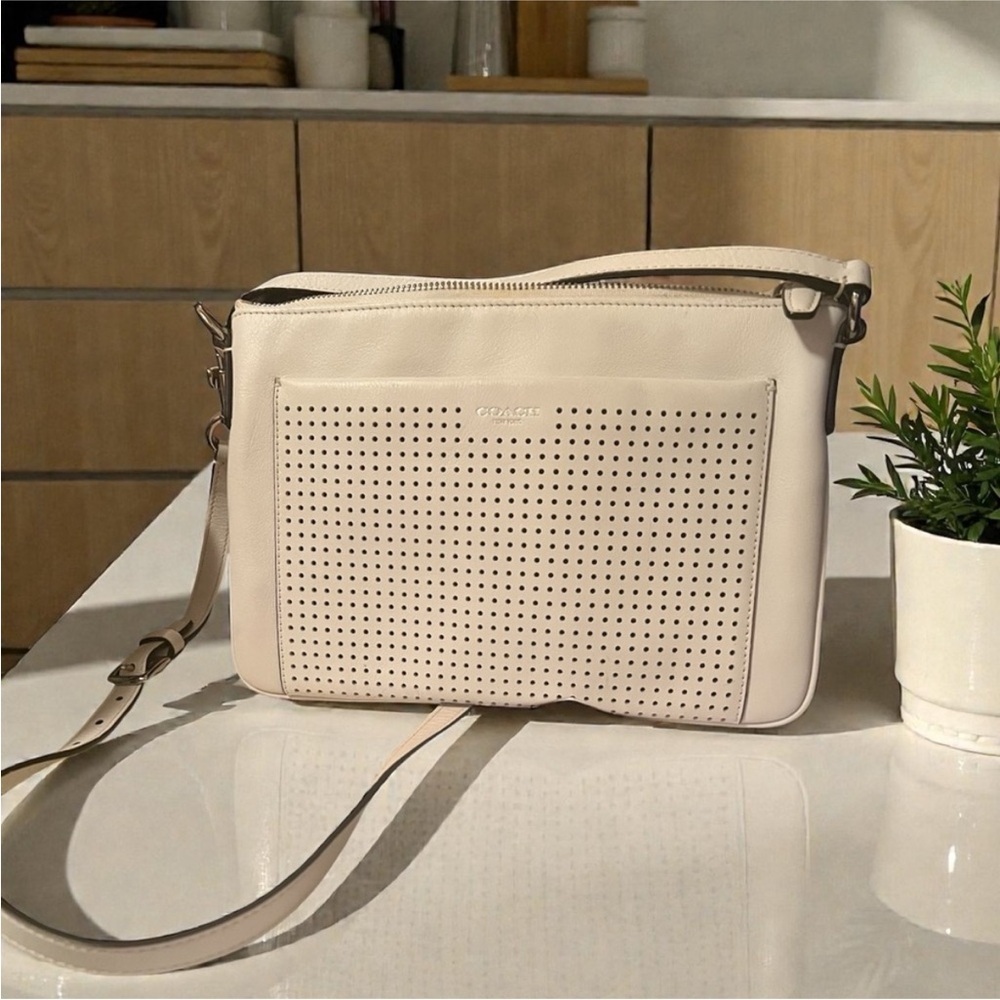Coach Off-White Perforated Crossbody Bag